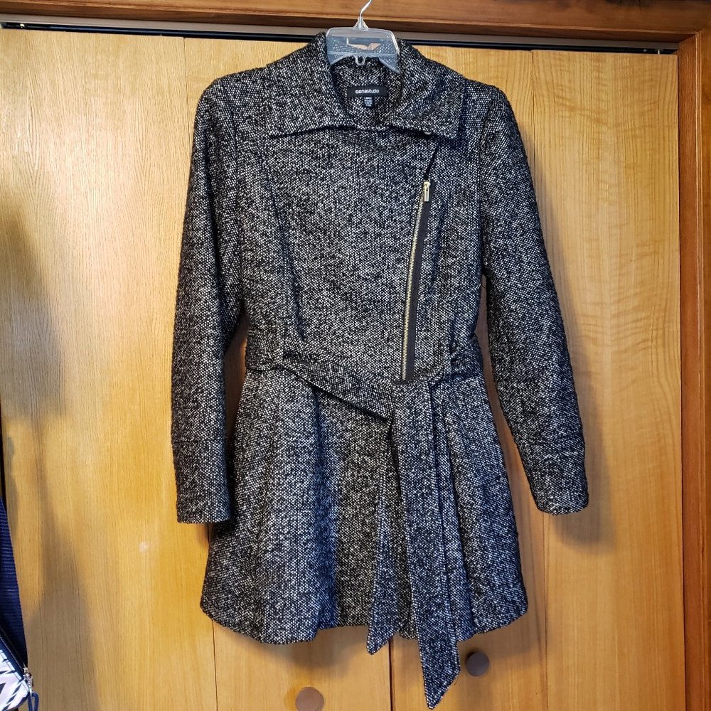 Asymmetrical Zip-Front Fashion Trench Coat